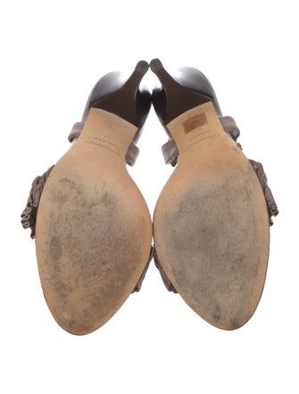 Burberry Leather Ruffle Embellishment Slingback Sandals