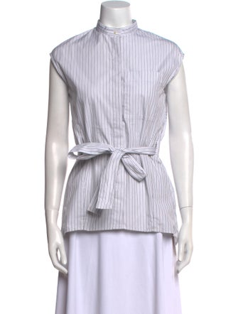 Burberry Striped Mock Neck Top