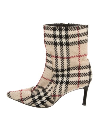 Burberry Nova Check Pattern Wool Sock Boots