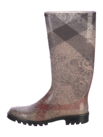 Burberry Super Nova Check Pattern Rubber Rain Boots