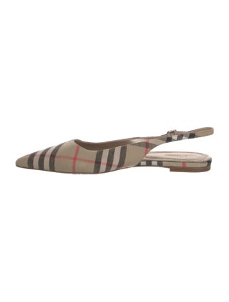 Burberry Nova Check Pattern Canvas Slingback Flats