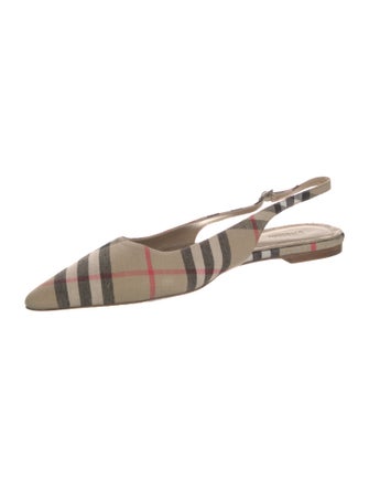Burberry Nova Check Pattern Canvas Slingback Flats