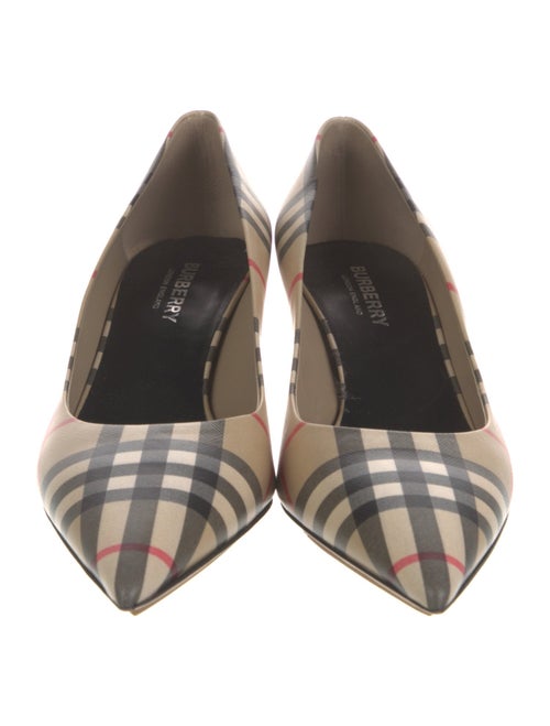 Burberry Leather Plaid Print Pumps