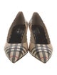 Burberry Leather Plaid Print Pumps