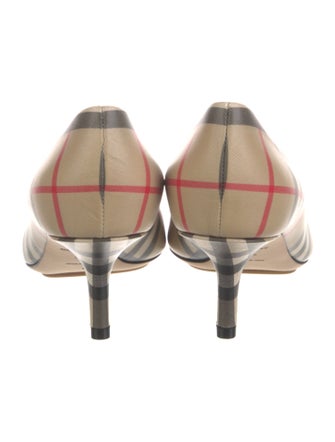 Burberry Leather Plaid Print Pumps