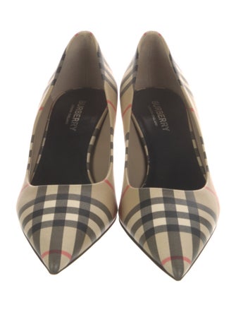 Burberry House Check Pattern Leather Pumps