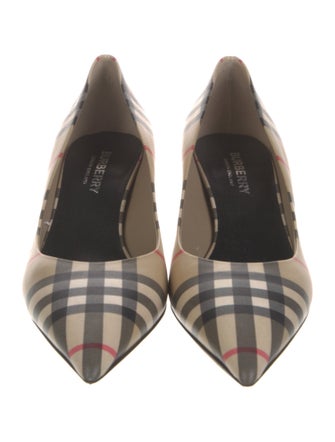 Burberry House Check Pattern Leather Pumps