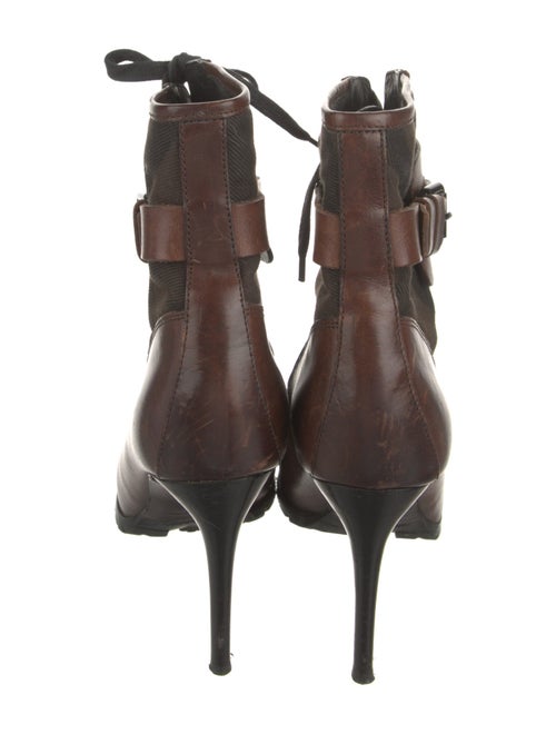 Burberry Leather Colorblock Pattern Lace-Up Boots