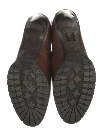 Burberry Leather Colorblock Pattern Lace-Up Boots