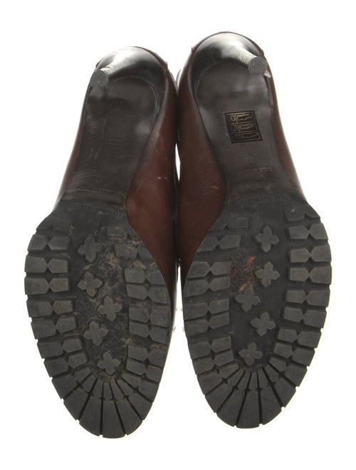 Burberry Leather Colorblock Pattern Lace-Up Boots