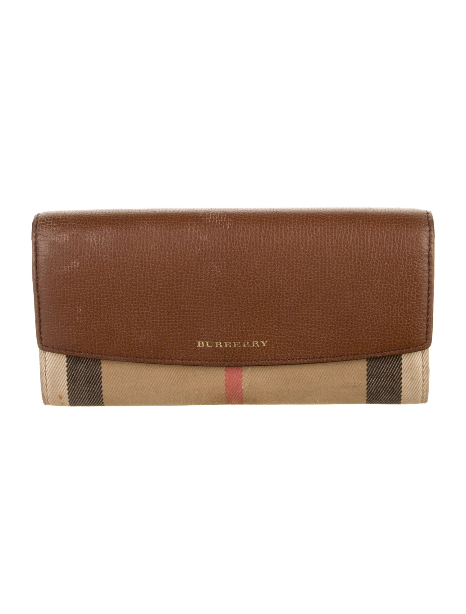 Burberry Leather Plaid Print Continental Wallet