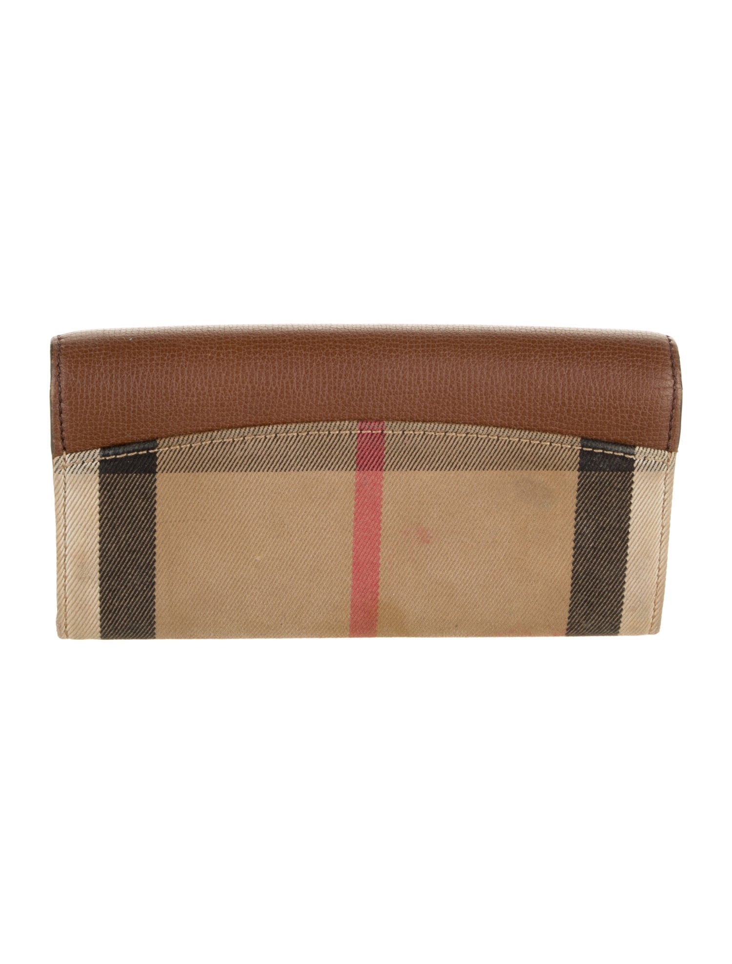 Burberry Leather Plaid Print Continental Wallet