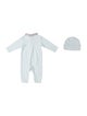 Burberry Kids Cotton Button-Up Onesie w/ Matching Beanie