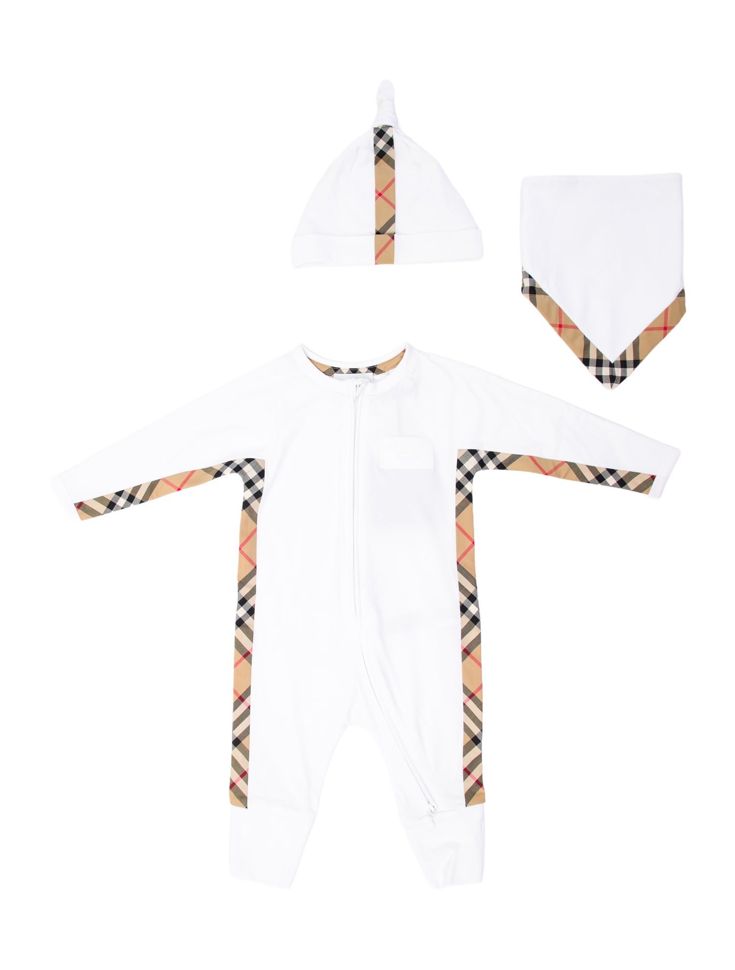 Burberry infants boys' white and neutral onesie