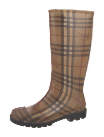 Burberry Rubber Plaid Print Rain Boots