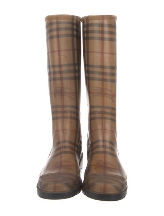 Burberry Rubber Plaid Print Rain Boots