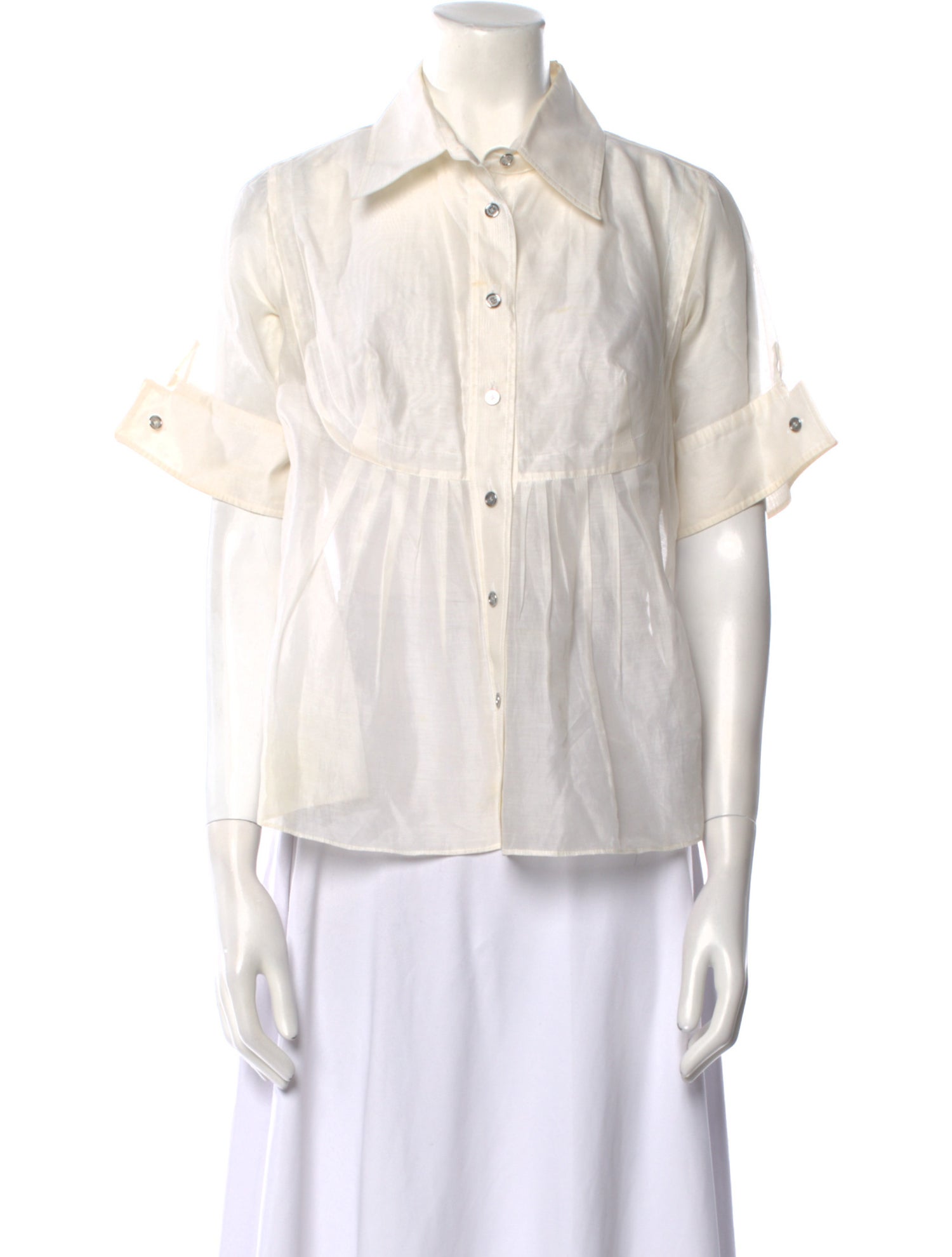 Burberry Short Sleeve Button-Up Top