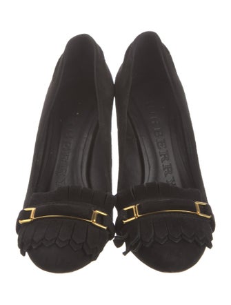 Burberry Suede Fringe Trim Accent Pumps