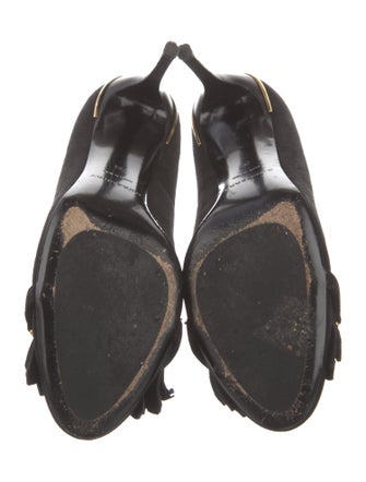 Burberry Suede Fringe Trim Accent Pumps