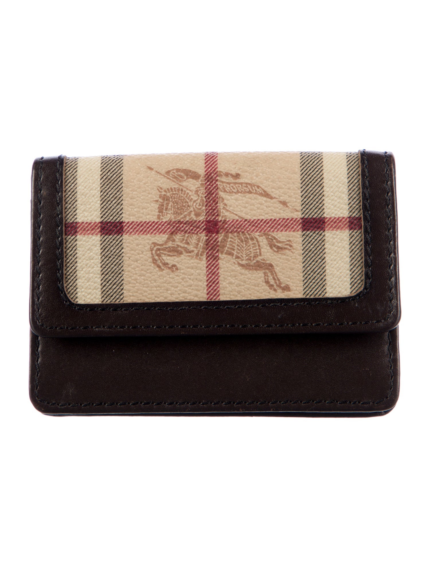 Burberry Leather Plaid Print Wallet