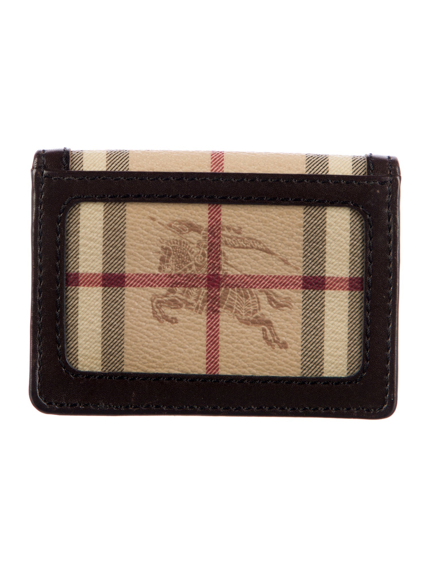 Burberry Leather Plaid Print Wallet