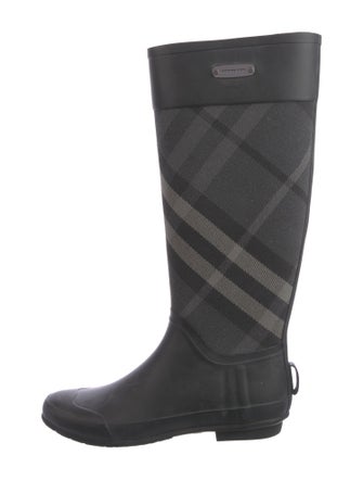 Burberry Rubber Plaid Print Rain Boots