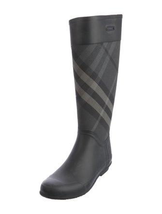 Burberry Rubber Plaid Print Rain Boots