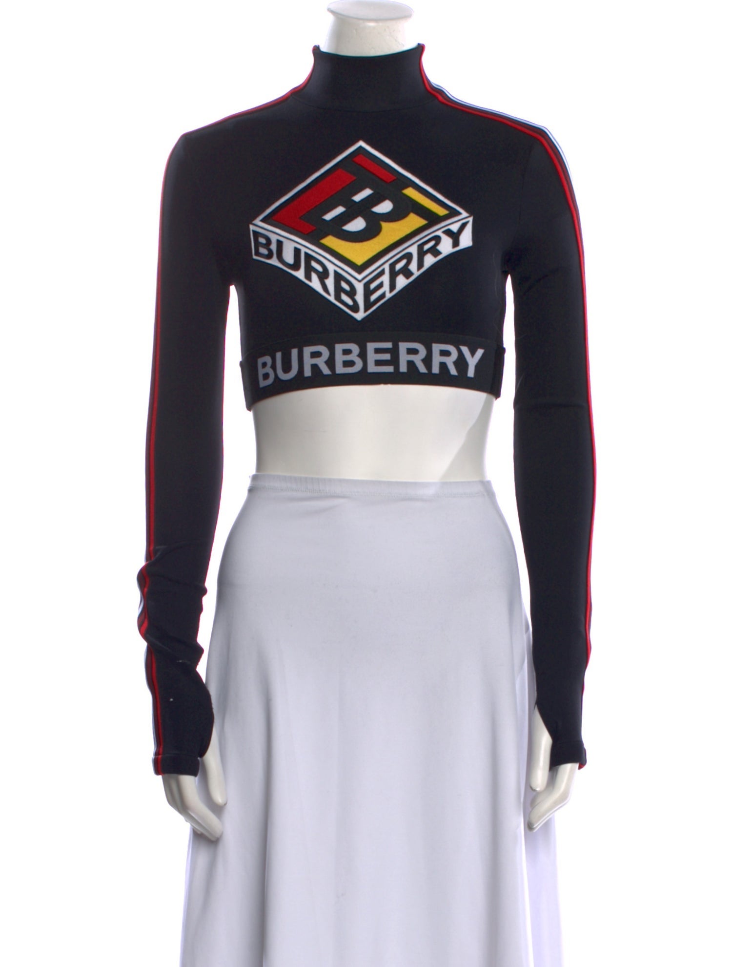Burberry Graphic Print Mock Neck Crop Top