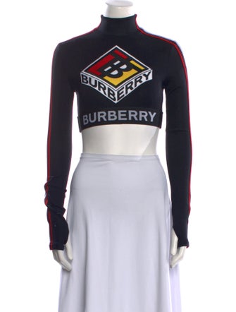 Burberry Graphic Print Mock Neck Crop Top
