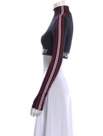Burberry Graphic Print Mock Neck Crop Top