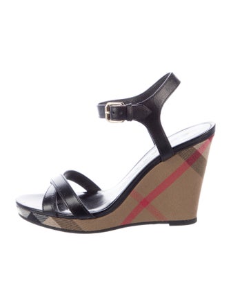 Burberry Nova Check Pattern Leather Sandals