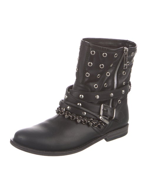 Burberry Leather Chain-Link Accents Combat Boots