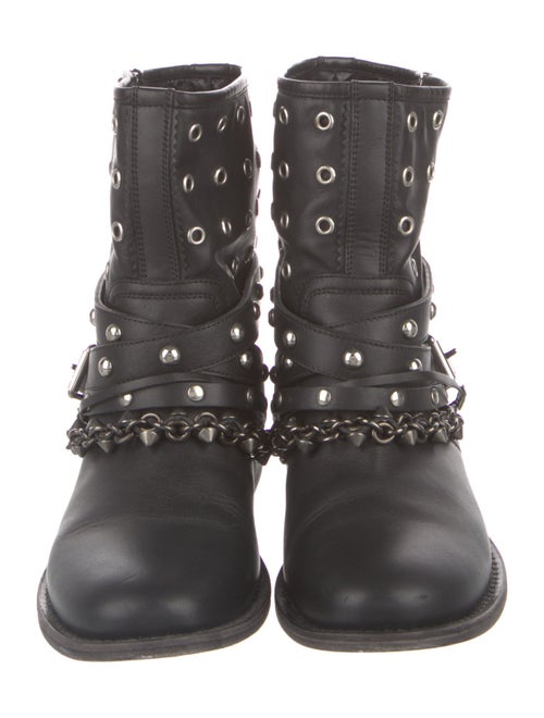 Burberry Leather Chain-Link Accents Combat Boots
