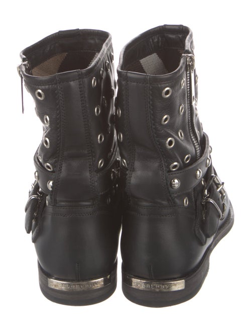 Burberry Leather Chain-Link Accents Combat Boots