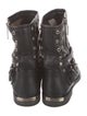 Burberry Leather Chain-Link Accents Combat Boots