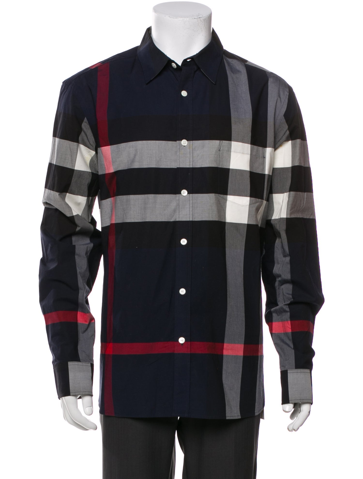 Burberry Exploded Check Pattern Long Sleeve Dress Shirt