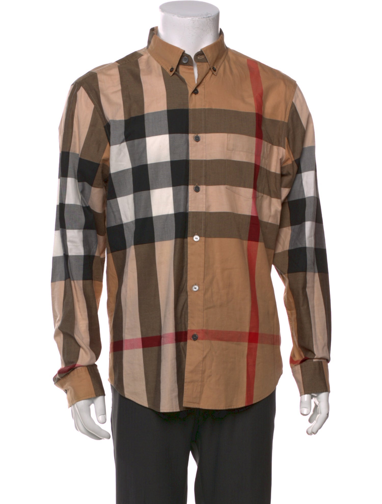 Burberry Plaid Print Long Sleeve Shirt