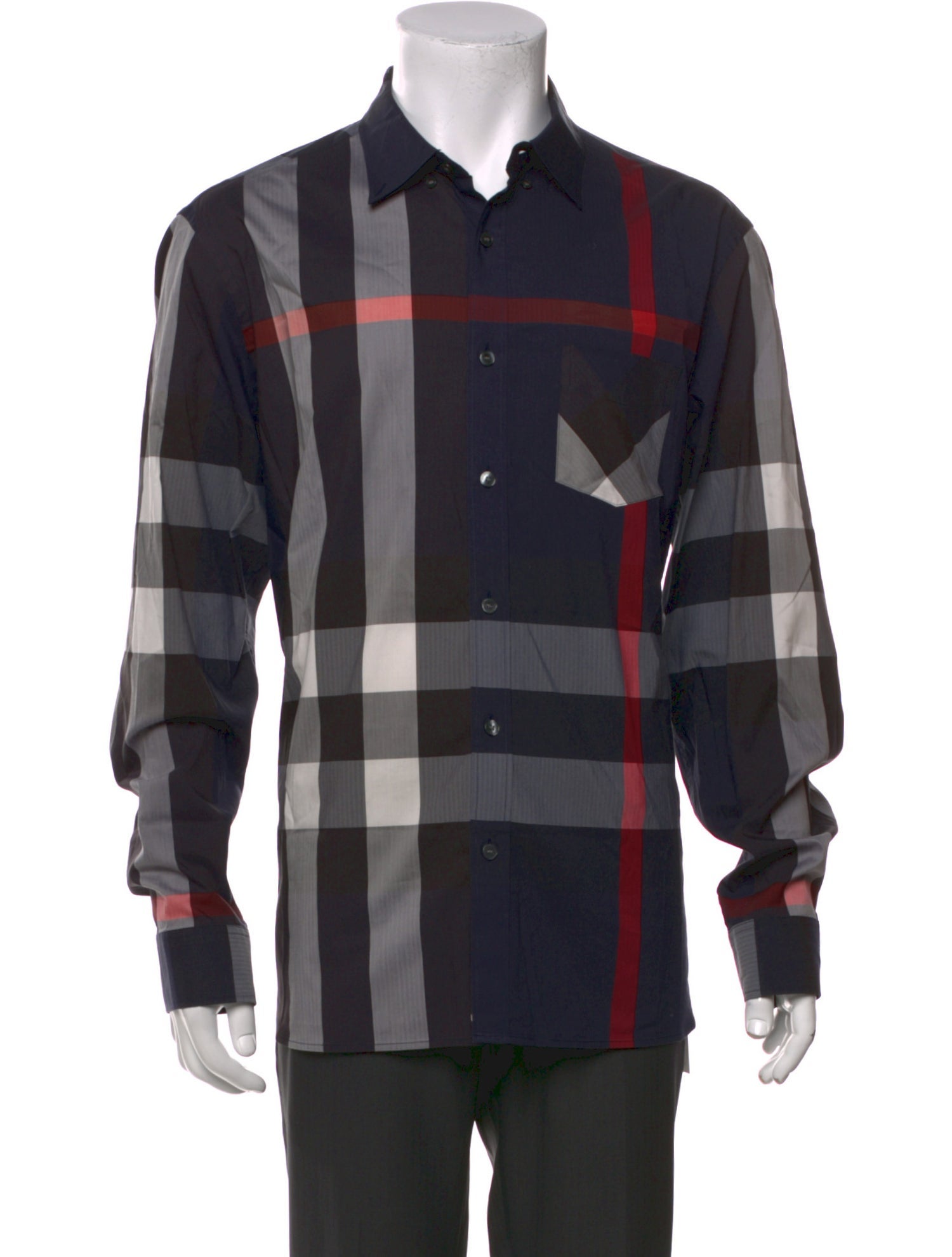 Burberry Plaid Print Long Sleeve Dress Shirt