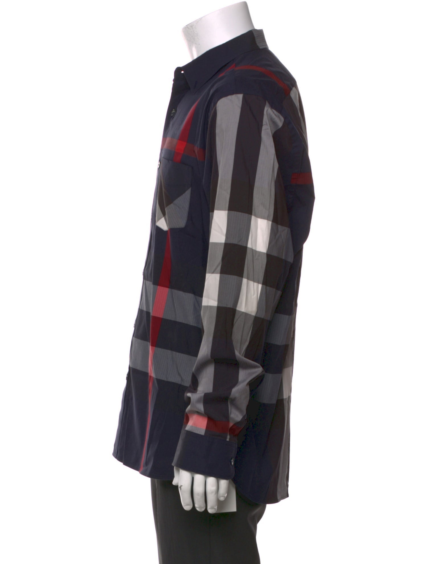 Burberry Plaid Print Long Sleeve Dress Shirt