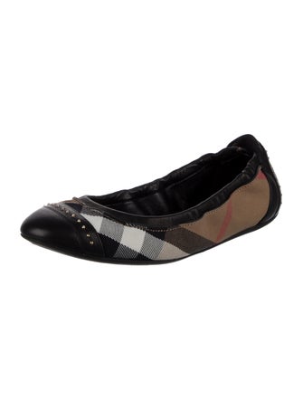 Burberry House Check Pattern Leather Ballet Flats