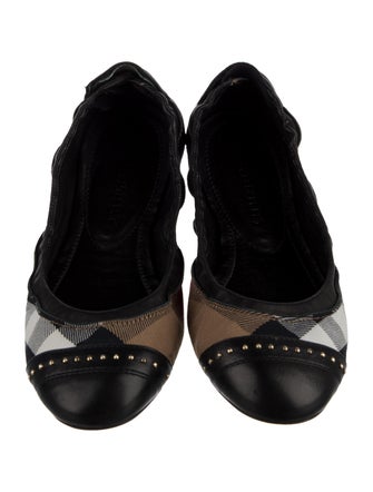 Burberry House Check Pattern Leather Ballet Flats