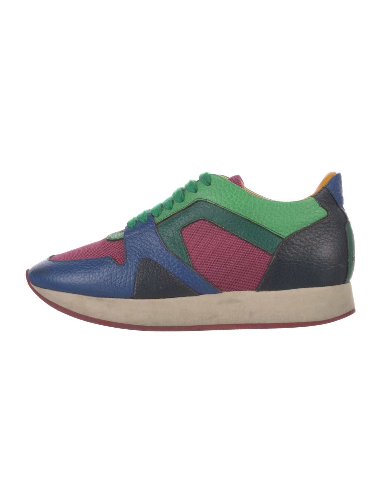 Burberry Prorsum Leather Colorblock Pattern Sneakers