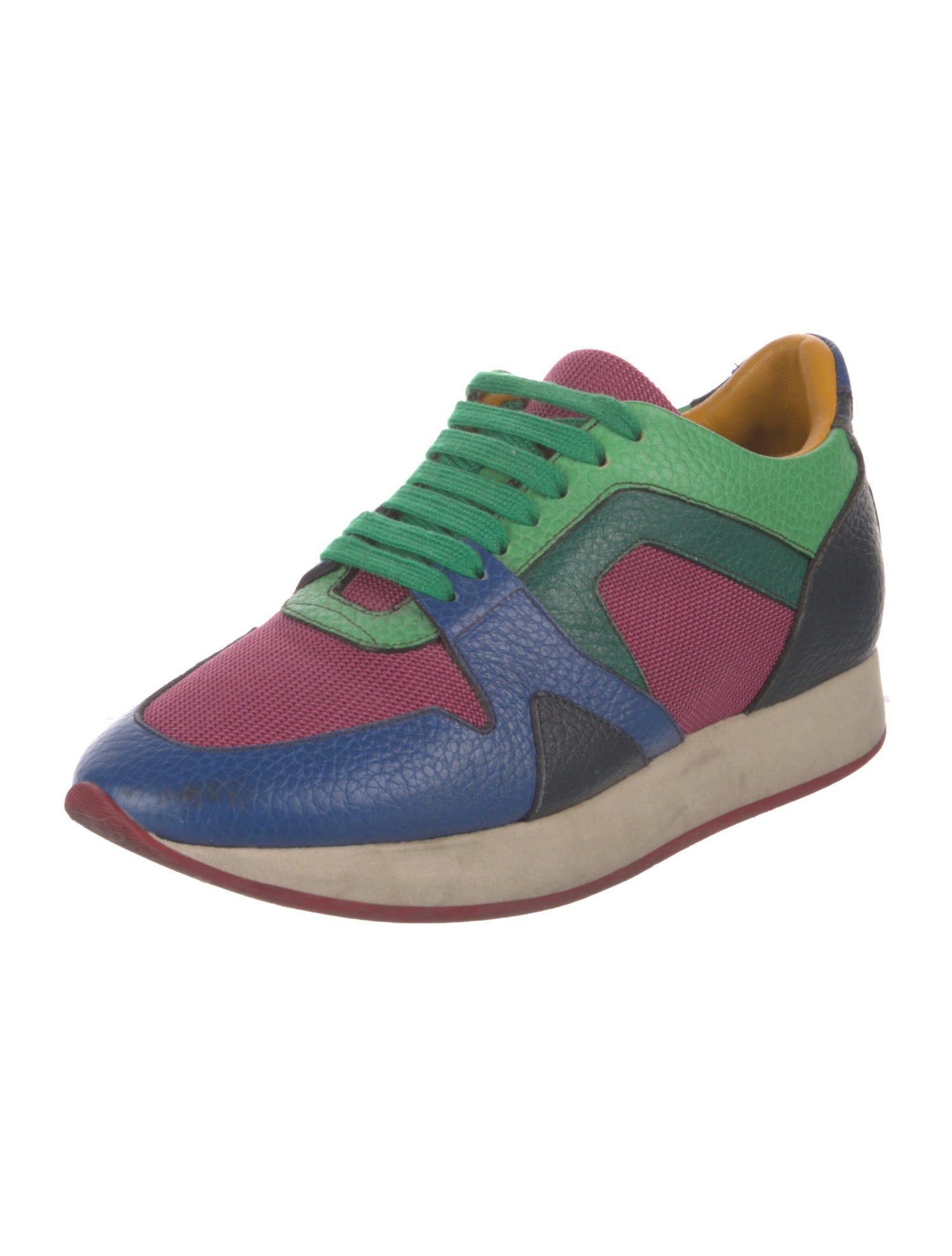 Burberry Prorsum Leather Colorblock Pattern Sneakers