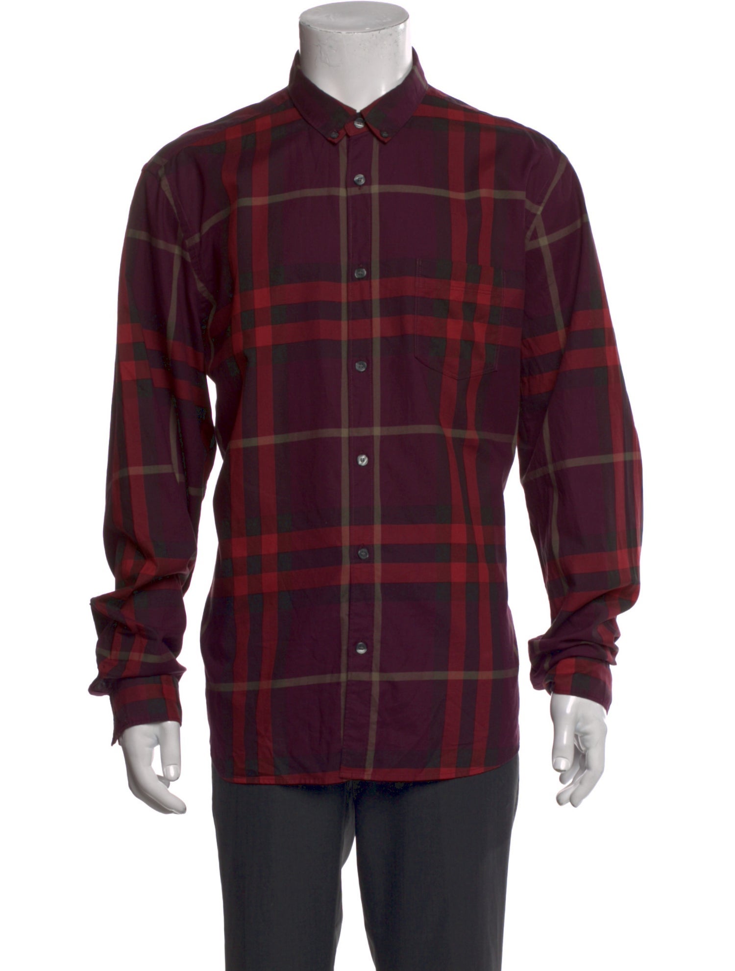 Burberry Plaid Print Long Sleeve Shirt