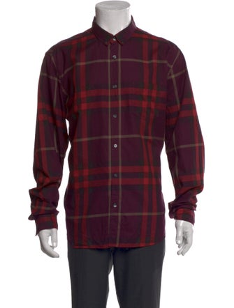 Burberry Plaid Print Long Sleeve Shirt