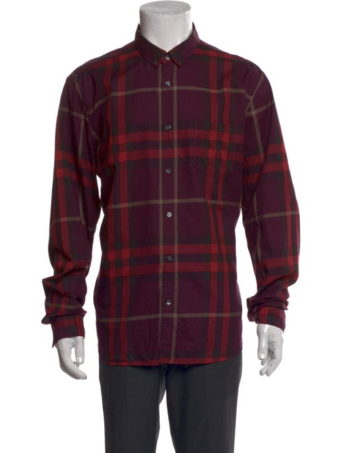 Burberry Plaid Print Long Sleeve Shirt