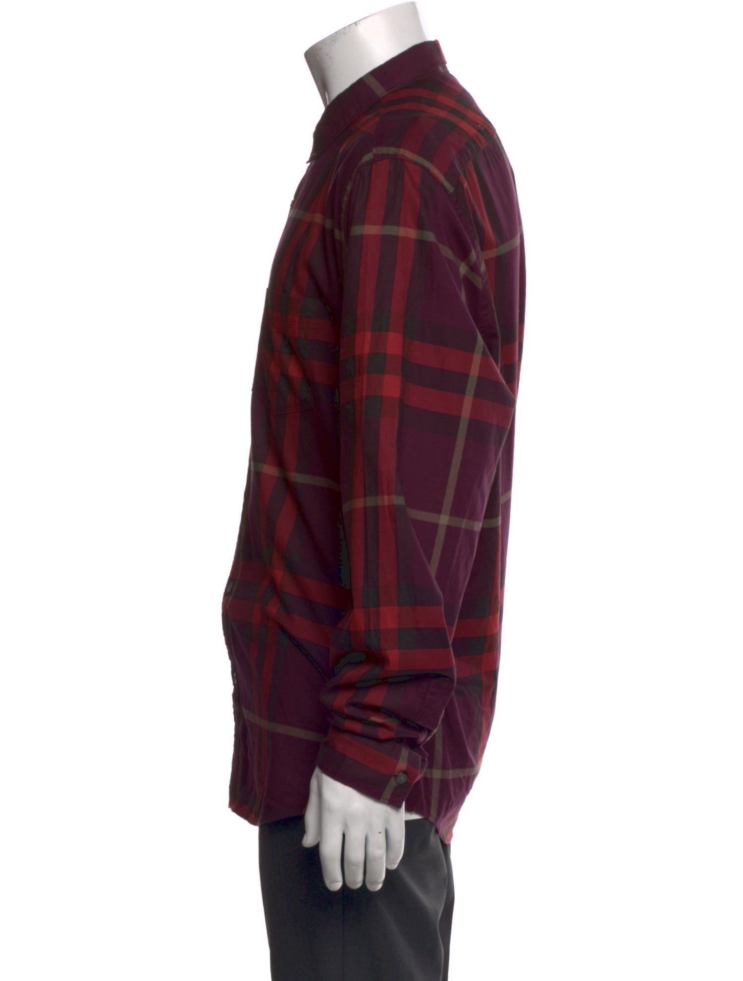 Burberry Plaid Print Long Sleeve Shirt