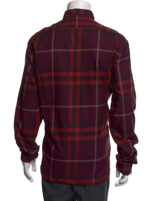 Burberry Plaid Print Long Sleeve Shirt