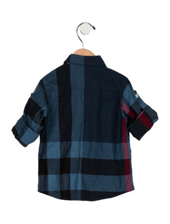 Burberry Cotton Pattern Print Long Sleeve Shirt