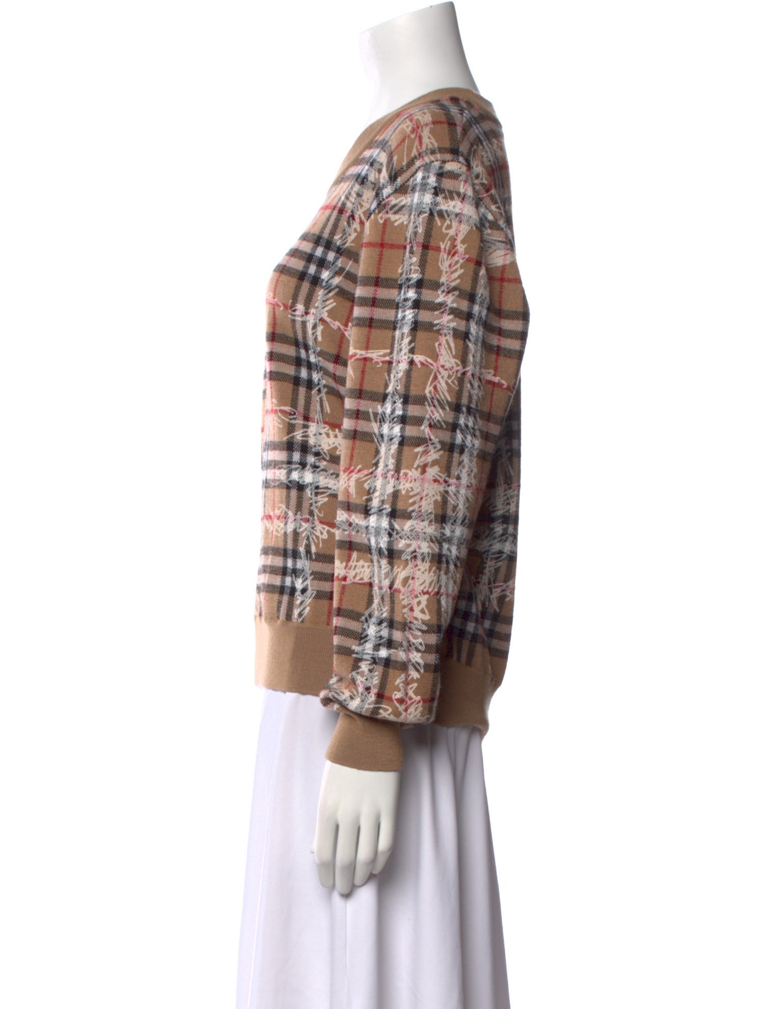 Burberry Merino Wool Plaid Print Sweater